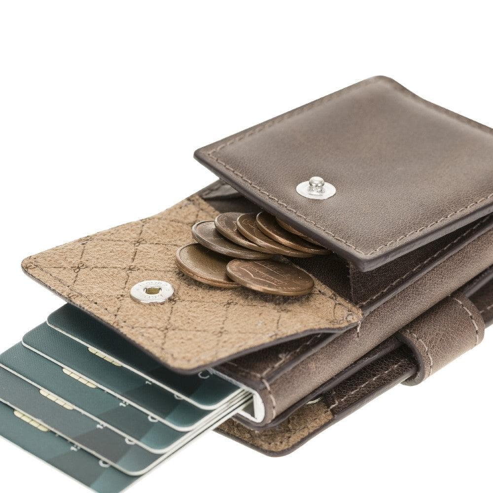 Terry Leather Mechanical Card Holder with Coin Purse