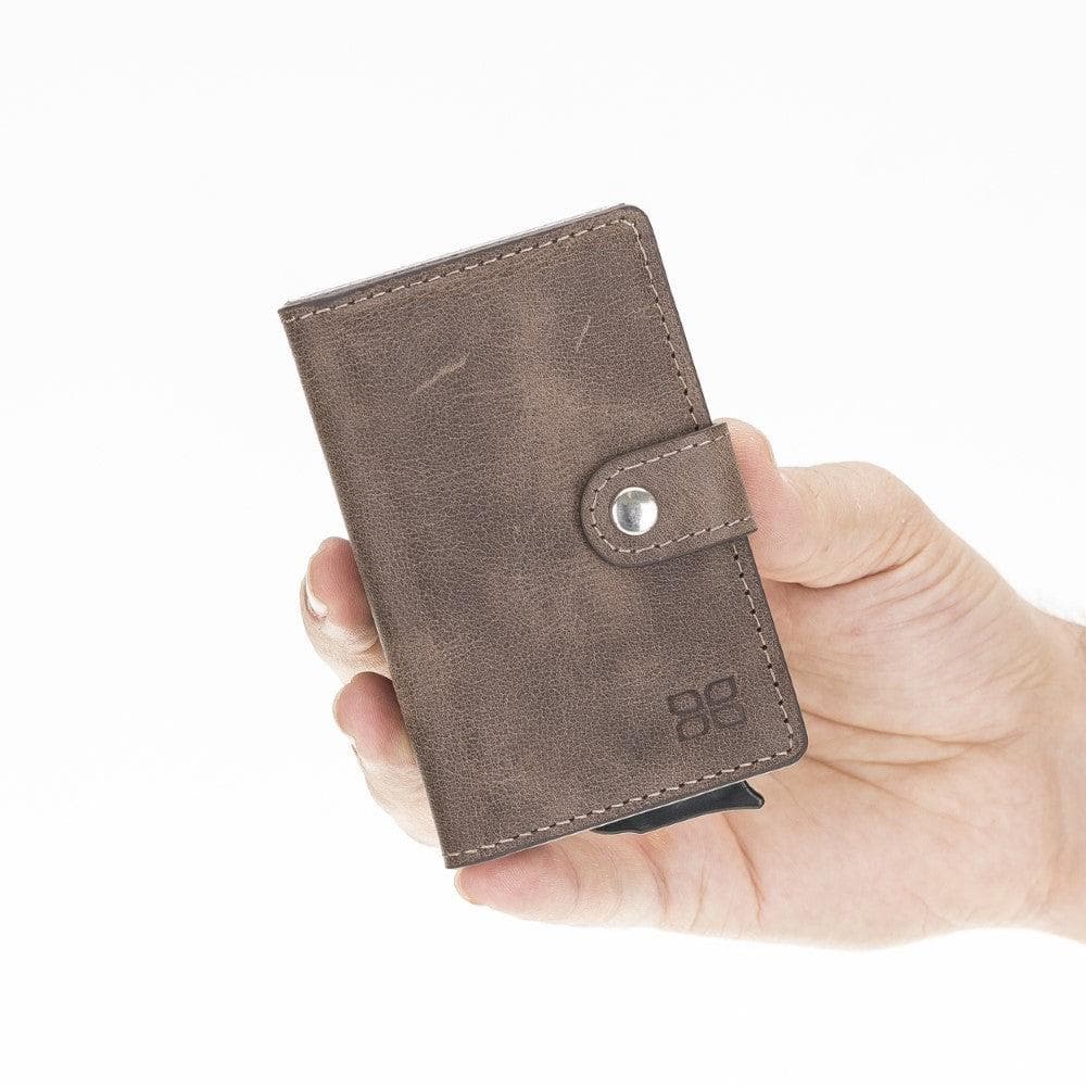 Terry Leather Mechanical Card Holder with Coin Purse