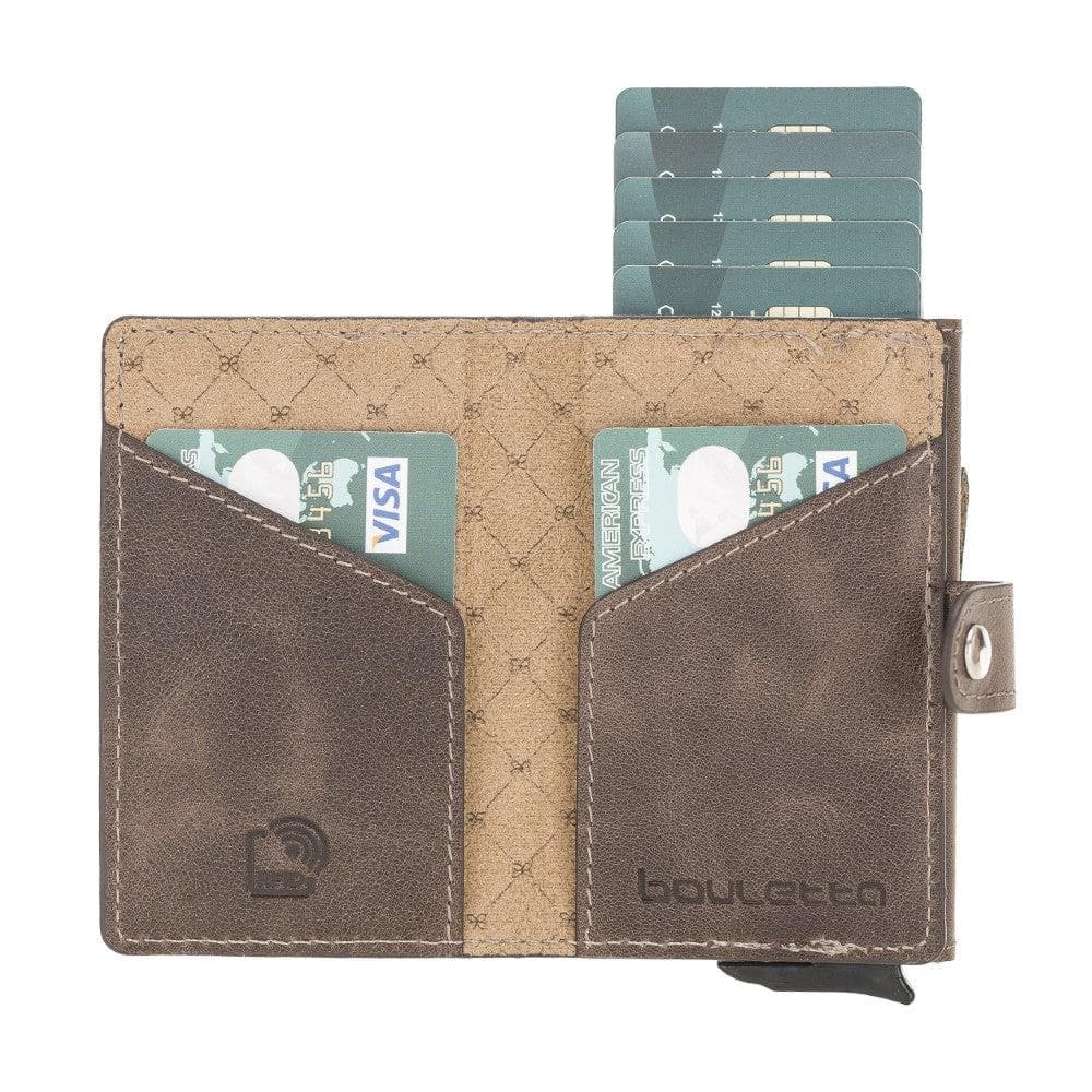 Terry Leather Mechanical Card Holder with Coin Purse