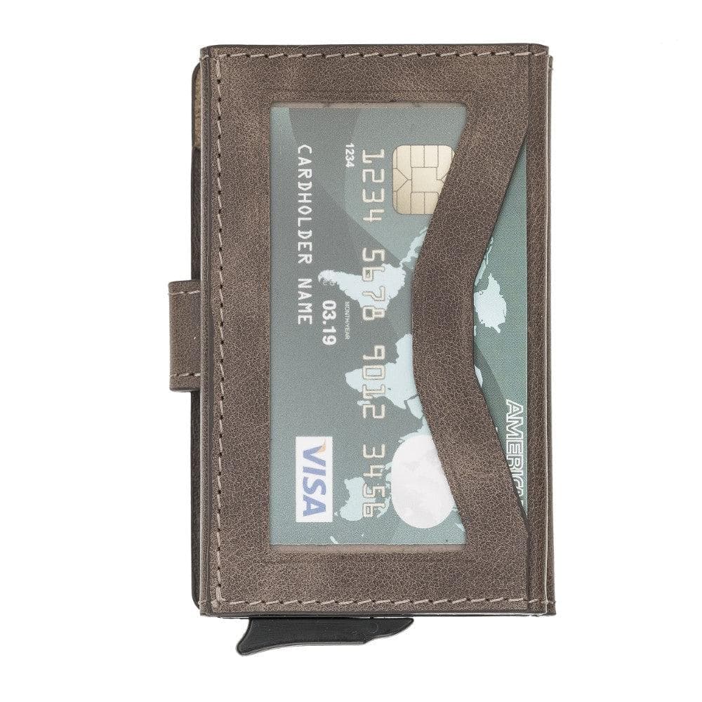Terry Leather Mechanical Card Holder with Coin Purse