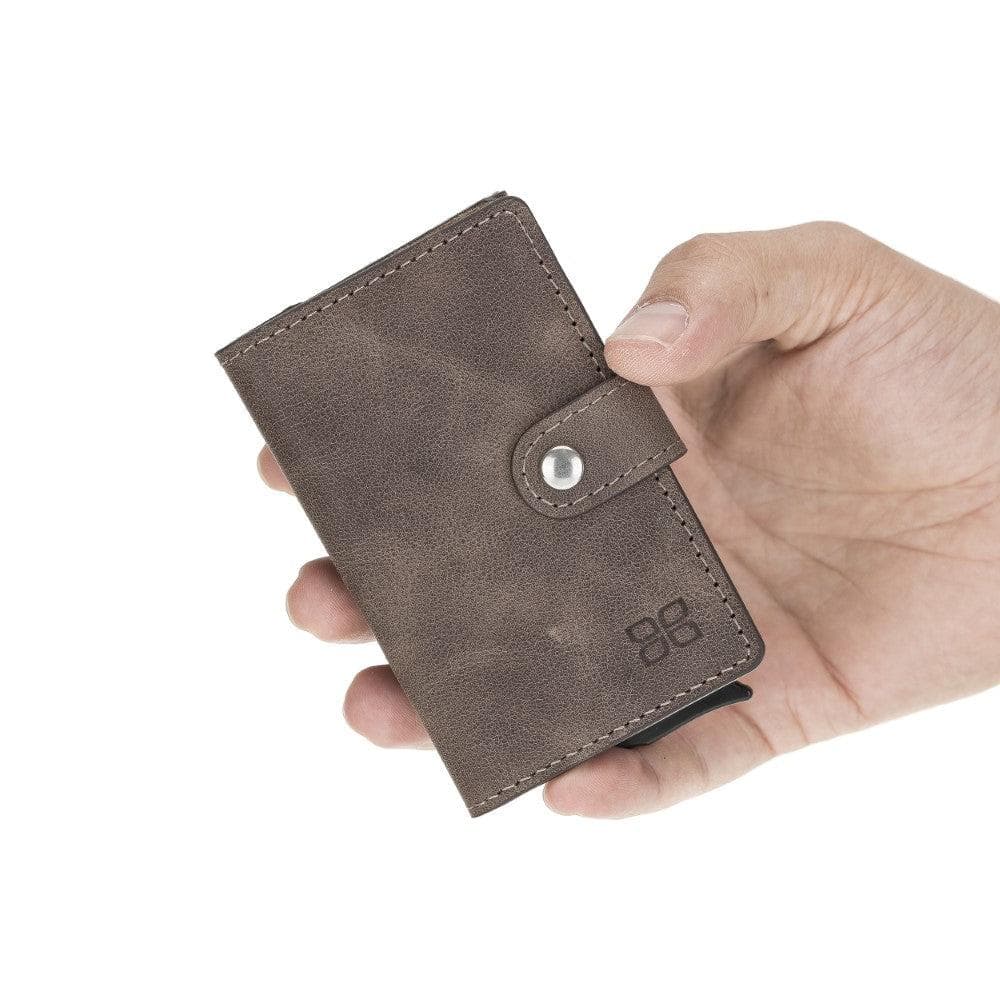 Terry Leather Mechanical Card Holder with Coin Purse