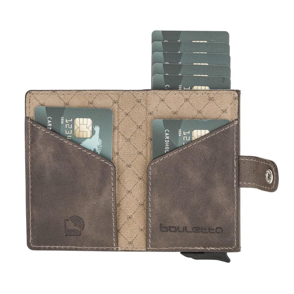 Terry Leather Mechanical Card Holder with Coin Purse