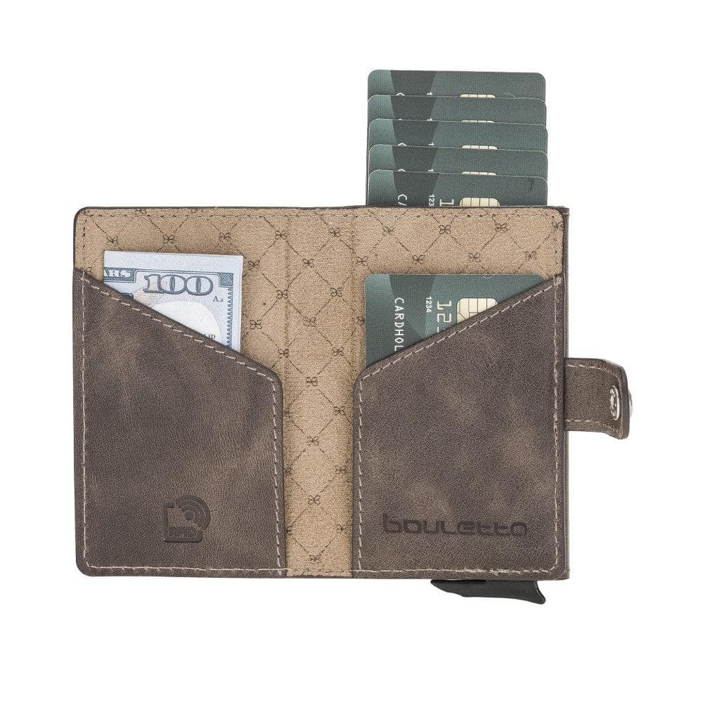 Terry Leather Mechanical Card Holder with Coin Purse