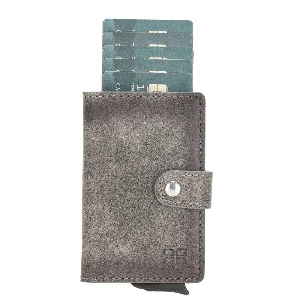 Terry Leather Mechanical Card Holder with Coin Purse