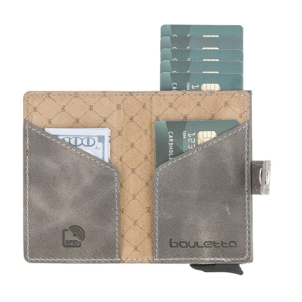 Terry Leather Mechanical Card Holder with Coin Purse