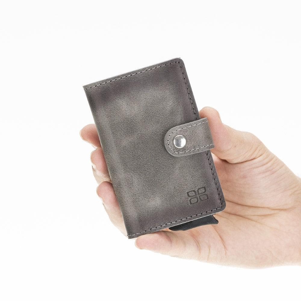Terry Leather Mechanical Card Holder with Coin Purse