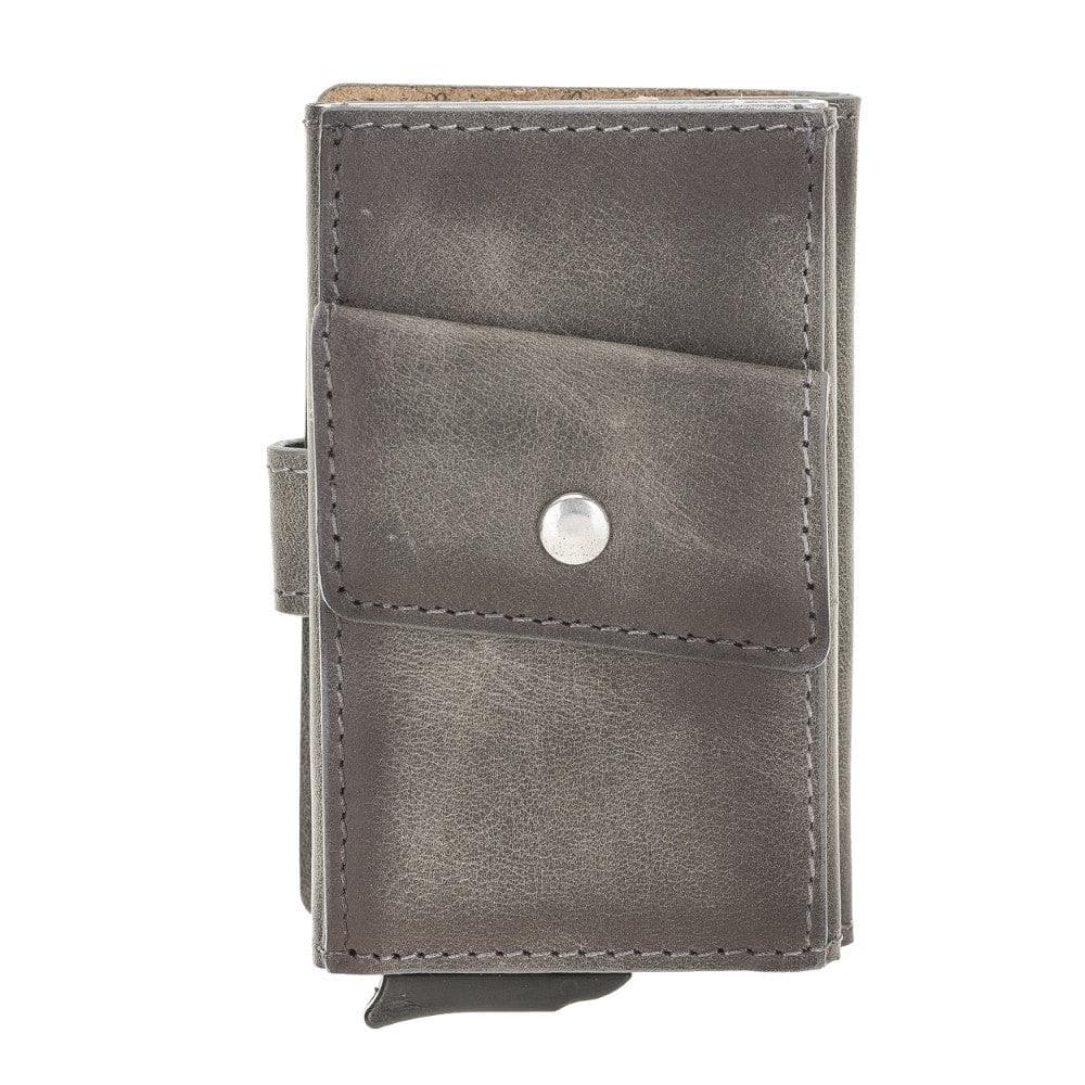 Terry Leather Mechanical Card Holder with Coin Purse