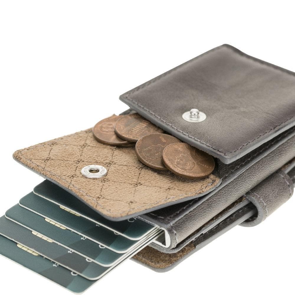 Terry Leather Mechanical Card Holder with Coin Purse