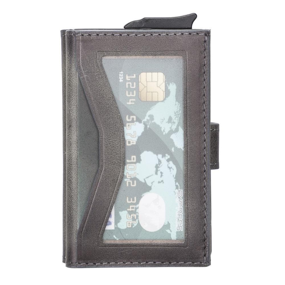 Terry Leather Mechanical Card Holder with Coin Purse