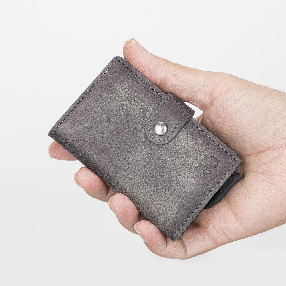 Terry Leather Mechanical Card Holder with Coin Purse