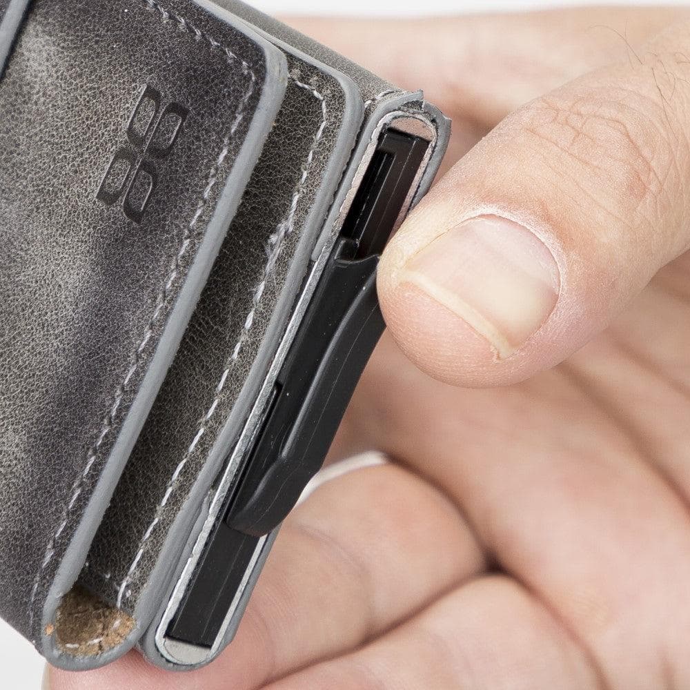 Terry Leather Mechanical Card Holder with Coin Purse