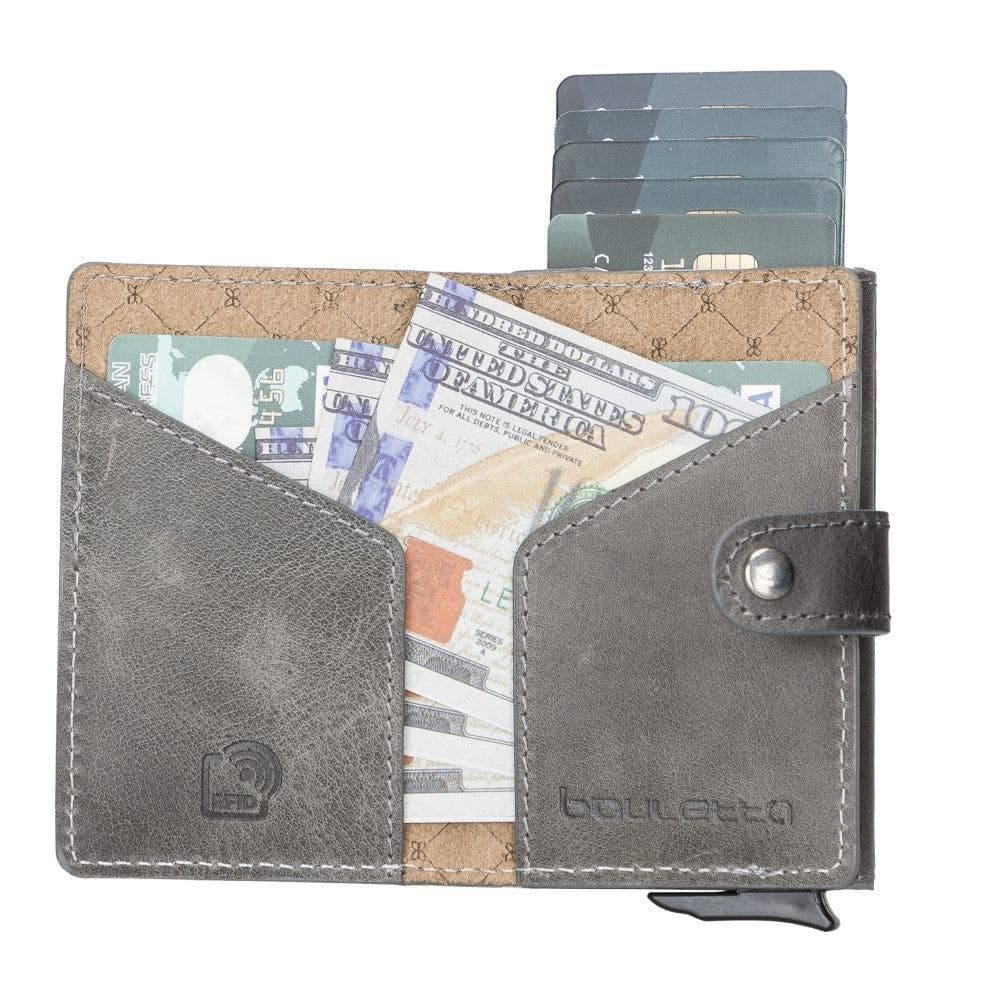 Terry Leather Mechanical Card Holder with Coin Purse