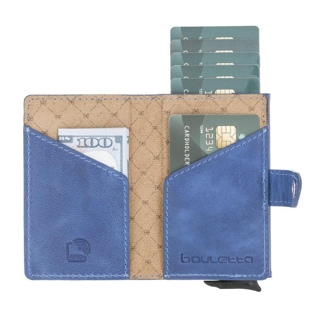 Terry Leather Mechanical Card Holder with Coin Purse