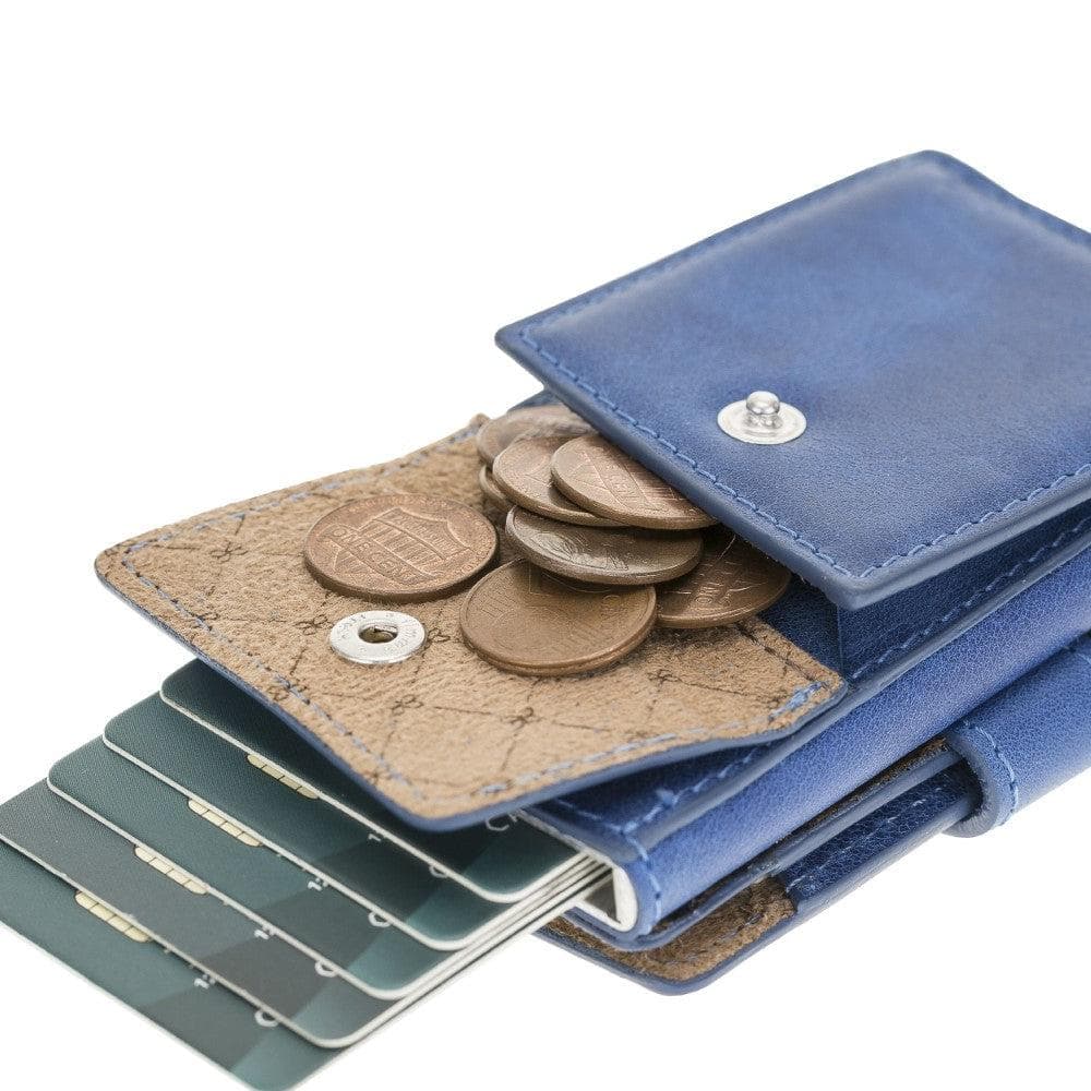 Terry Leather Mechanical Card Holder with Coin Purse