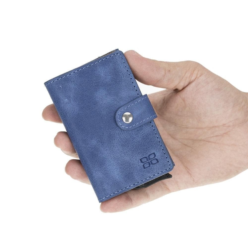 Terry Leather Mechanical Card Holder with Coin Purse