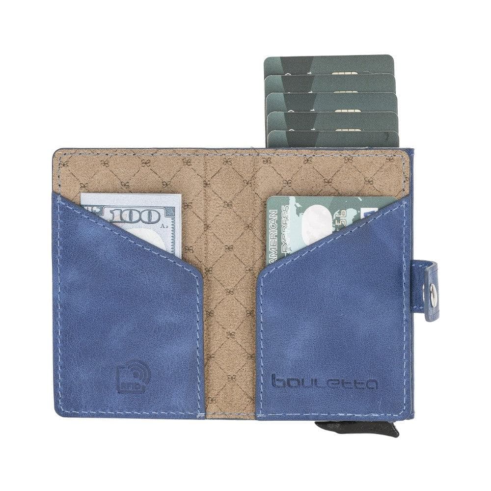 Terry Leather Mechanical Card Holder with Coin Purse