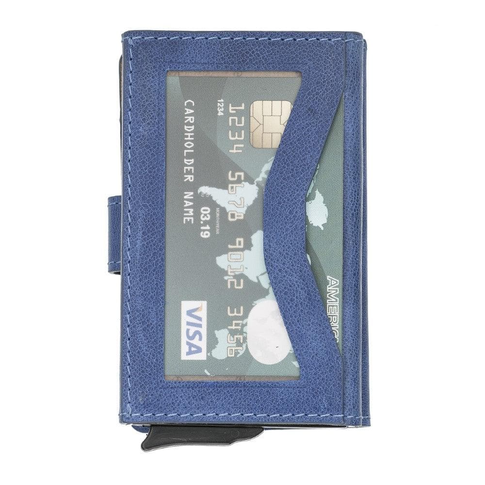 Terry Leather Mechanical Card Holder with Coin Purse