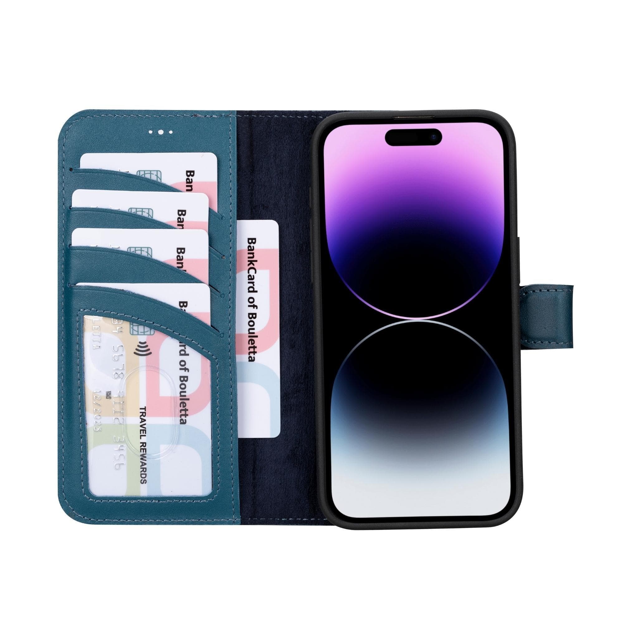 Magic iPhone 15 Detachable Genuine Leather Wallet Case