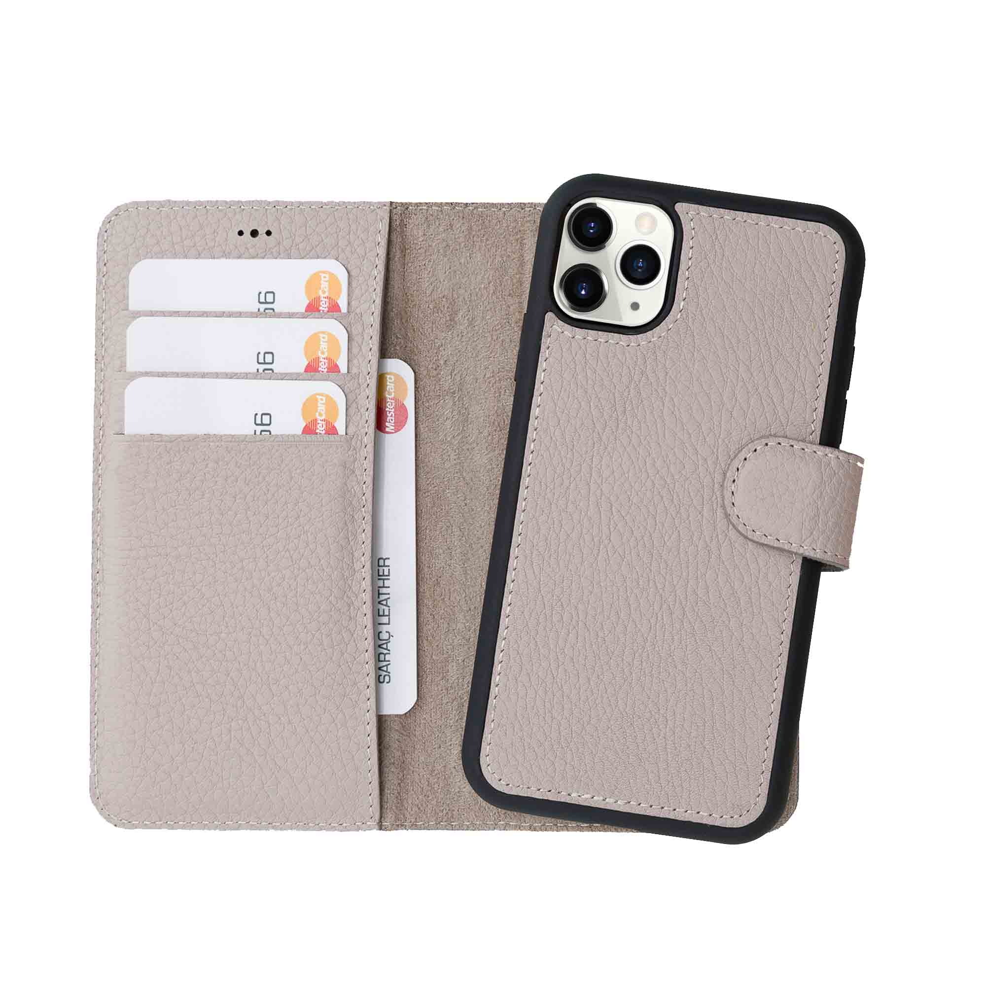 Magic Magnetic Detachable Leather Wallet Case for iPhone 11 Pro (5.8") - GRAY - saracleather