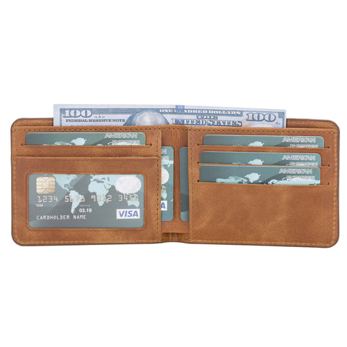 Pier Leather Men's Bifold Wallet - TAN - saracleather