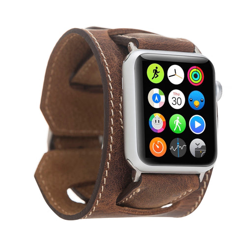 Cuff Strap: Full Grain Leather Band for Apple Watch - BROWN - saracleather