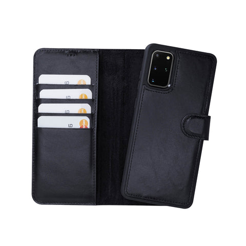Magic Magnetic Detachable Leather Wallet Case for Samsung Galaxy S20 Plus (6.7") - BLACK - saracleather