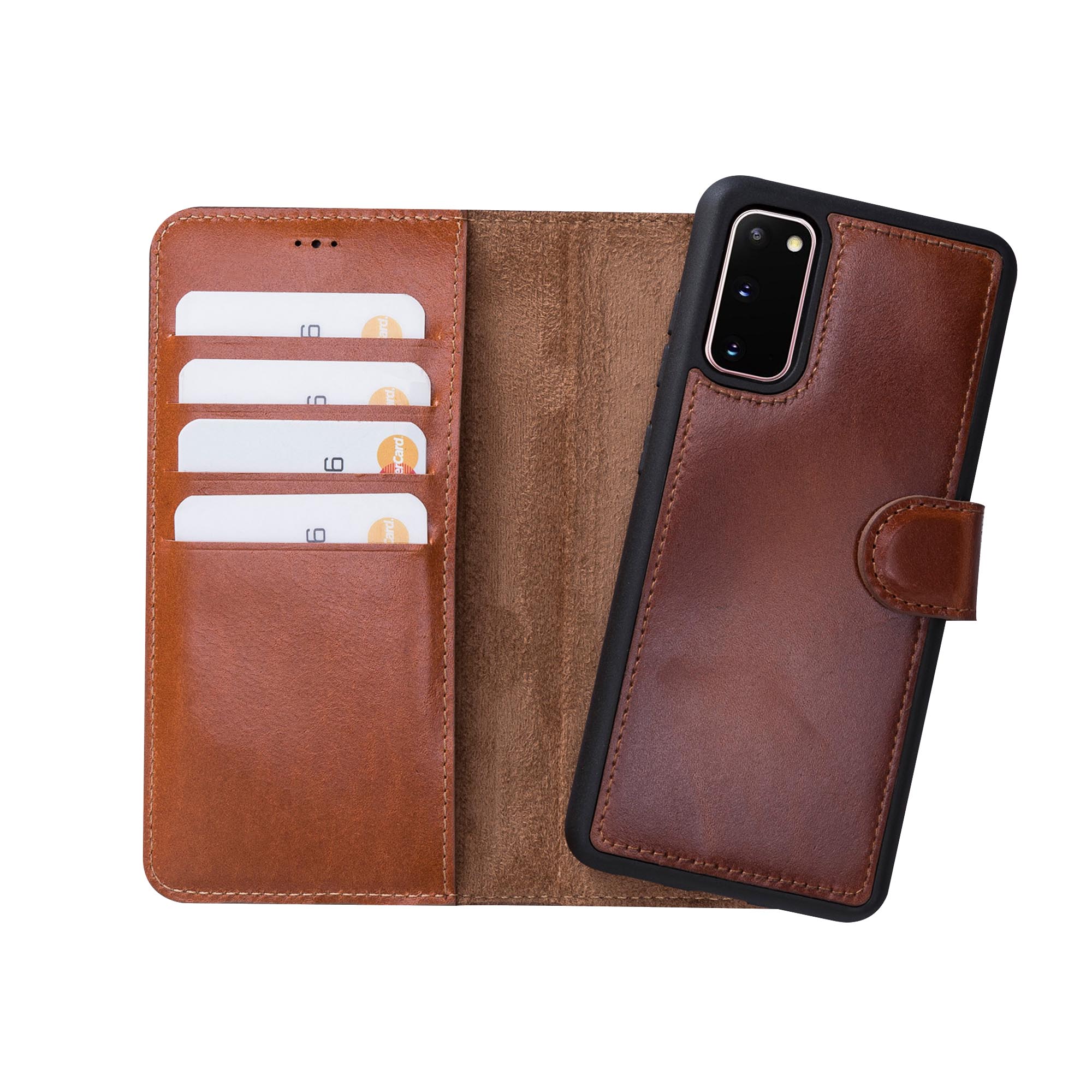 Magic Magnetic Detachable Leather Wallet Case for Samsung Galaxy S20 (6.2") - EFFECT BROWN - saracleather