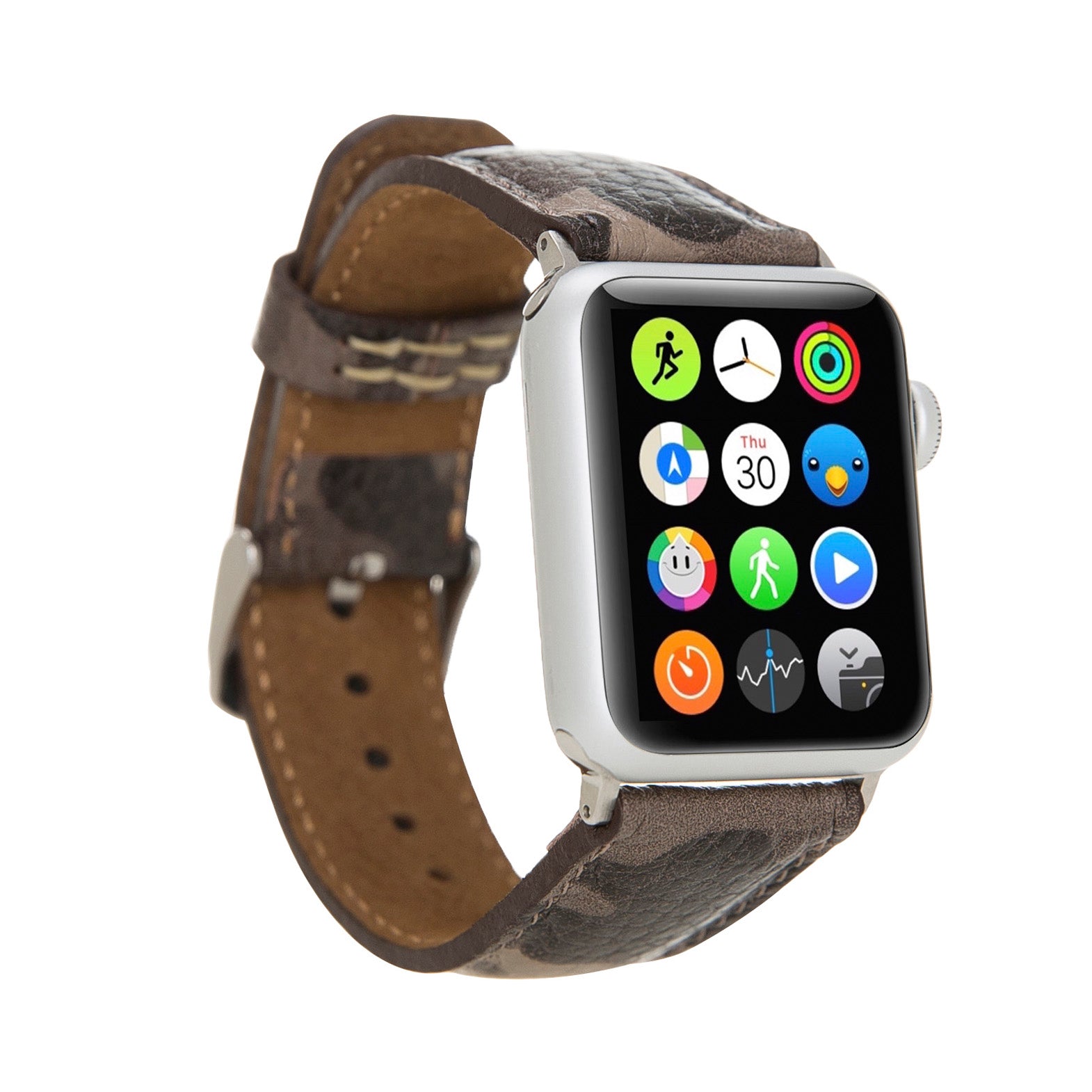 Full Grain Leather Band for Apple Watch - CAMOUFLAGE BROWN - saracleather