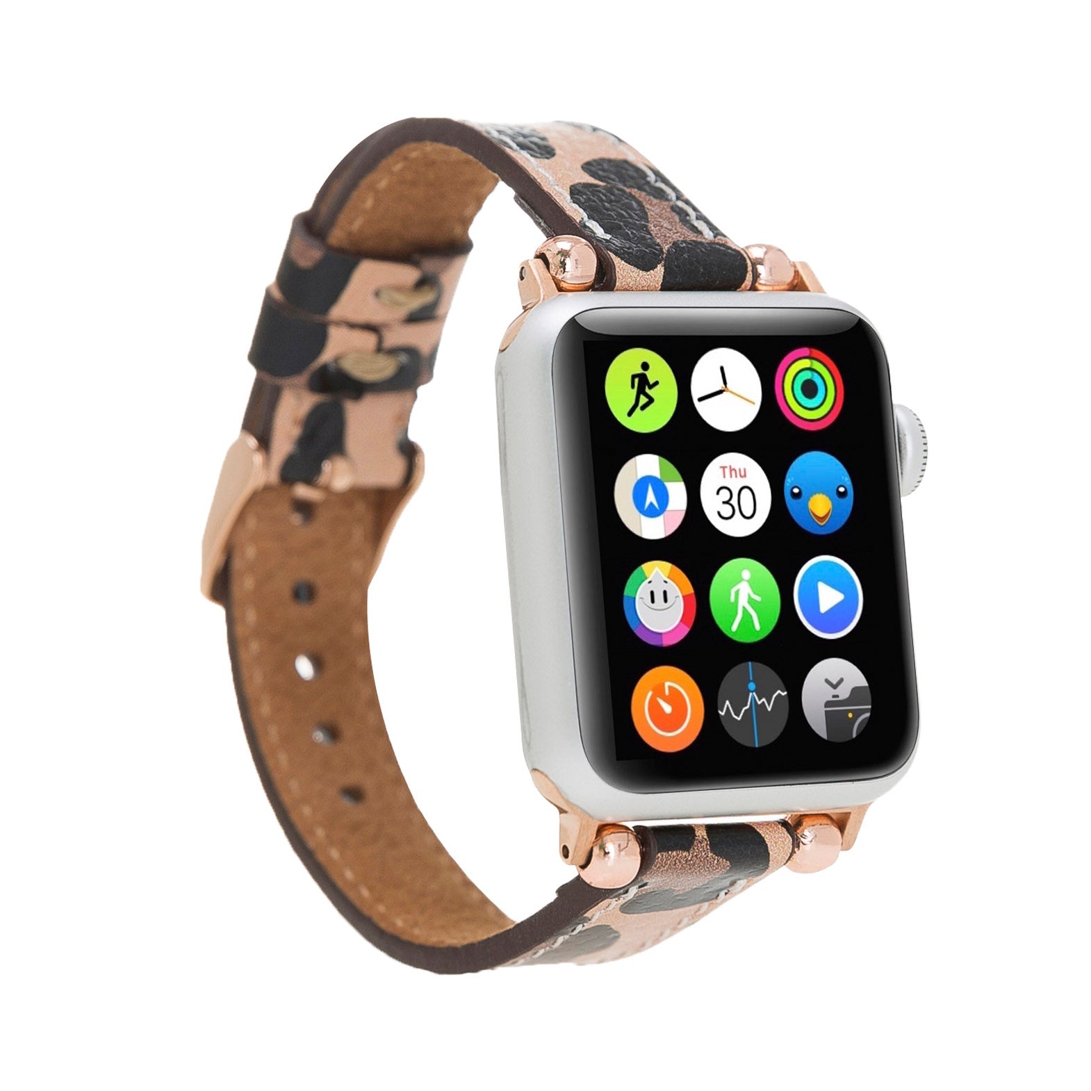 Ferro Strap - Full Grain Leather Band for Apple Watch - LEOPARD PATTERNED - saracleather