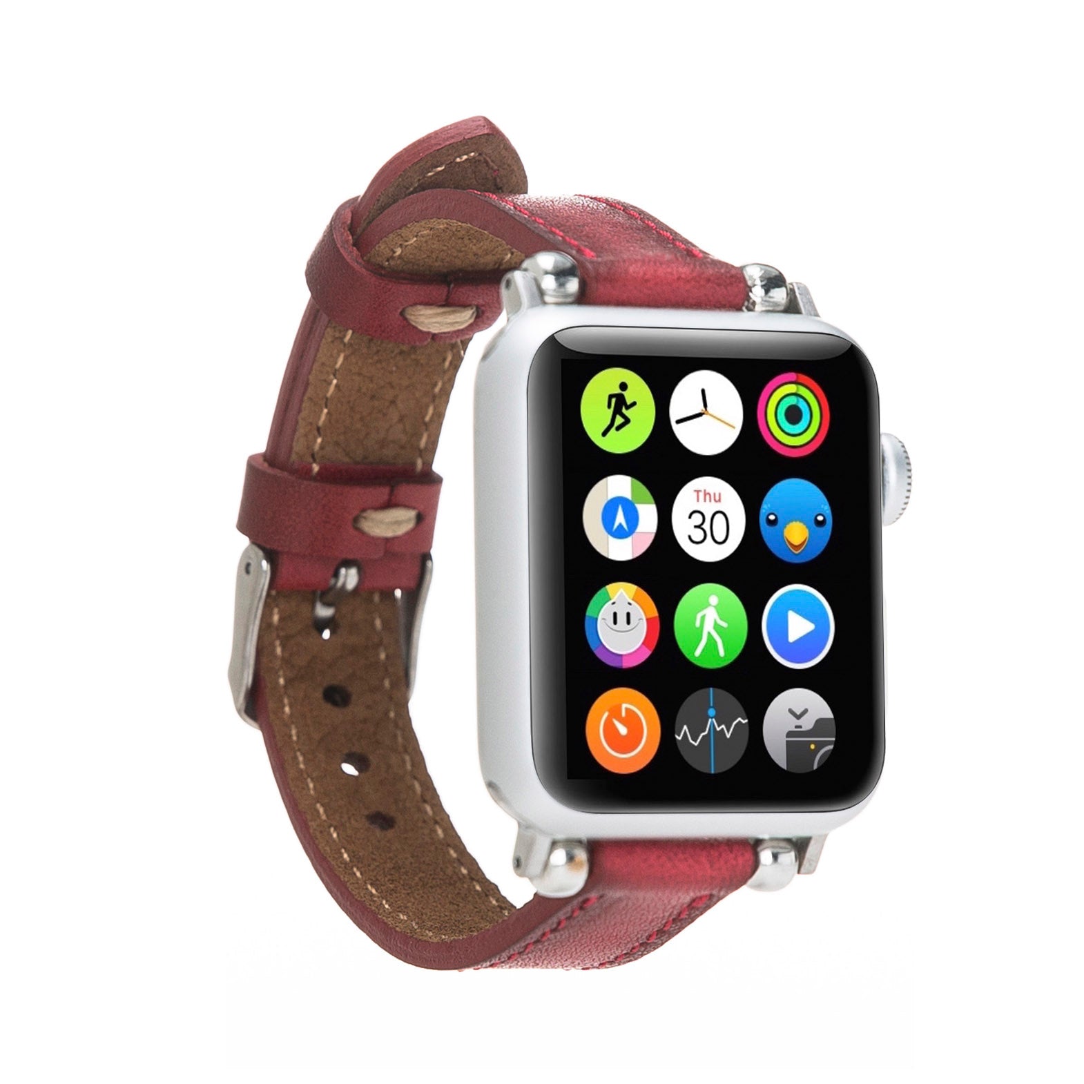 Ferro Strap - Full Grain Leather Band for Apple Watch - EFFECT RED - saracleather