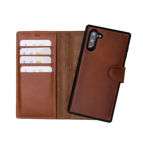 Magic Magnetic Detachable Leather Wallet Case for Samsung Galaxy Note 10 - EFFECT BROWN - saracleather