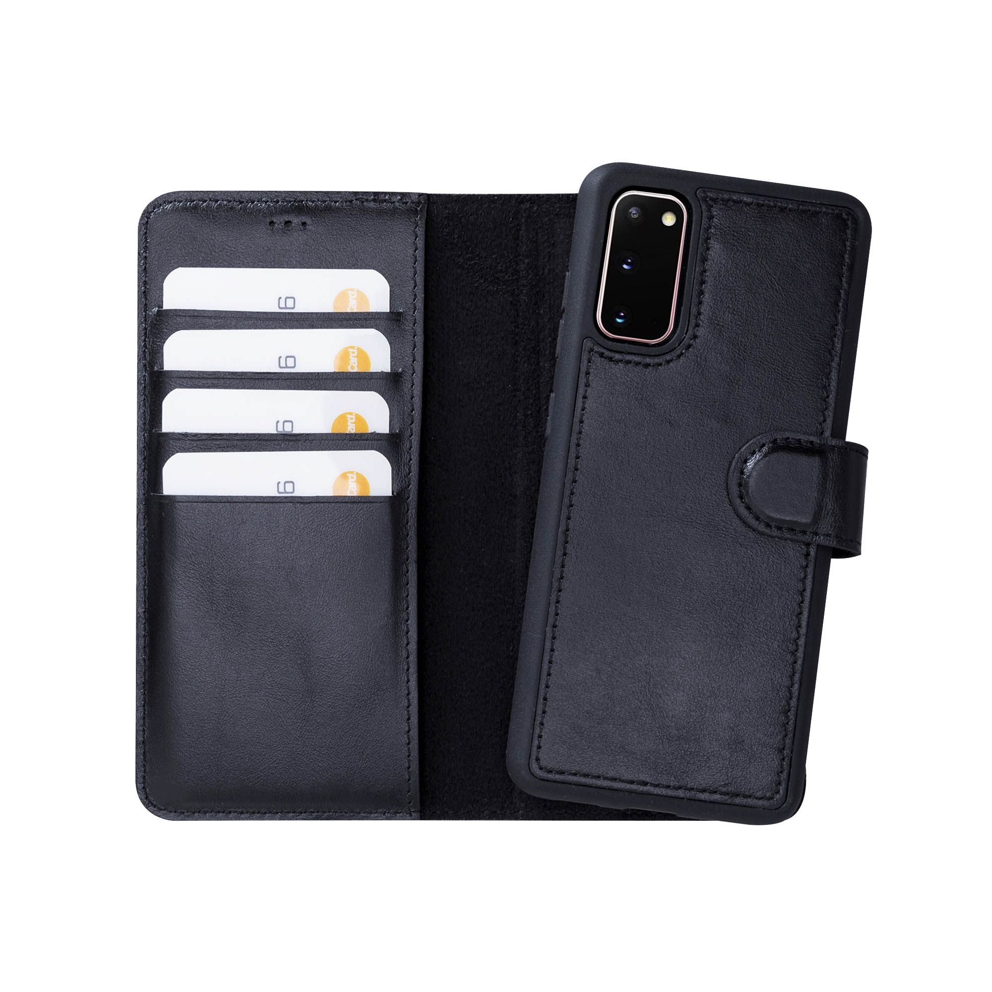 Magic Magnetic Detachable Leather Wallet Case for Samsung Galaxy S20 (6.2") - BLACK - saracleather
