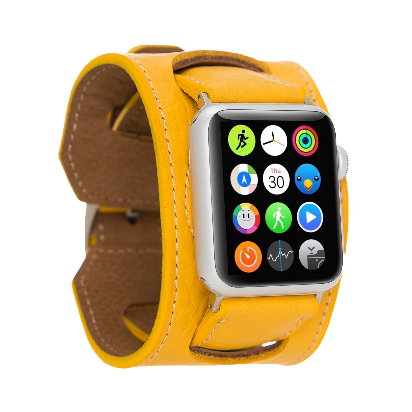 Cuff Strap: Full Grain Leather Band for Apple Watch - YELLOW - saracleather