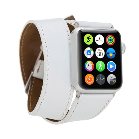 Double Tour Strap: Full Grain Leather Band for Apple Watch - WHITE - saracleather