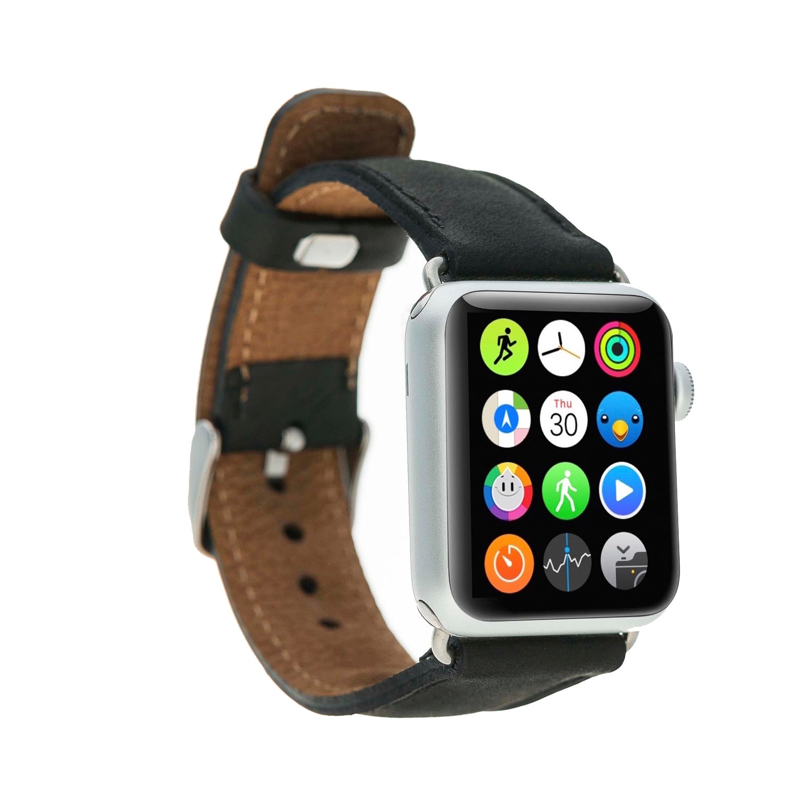 Full Grain Leather Band for Apple Watch - BLACK - saracleather