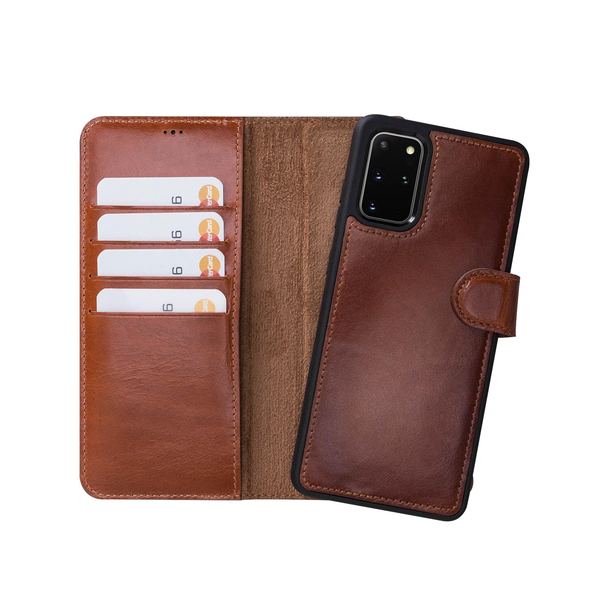 Magic Magnetic Detachable Leather Wallet Case for Samsung Galaxy S20 Plus (6.7") - EFFECT BROWN - saracleather