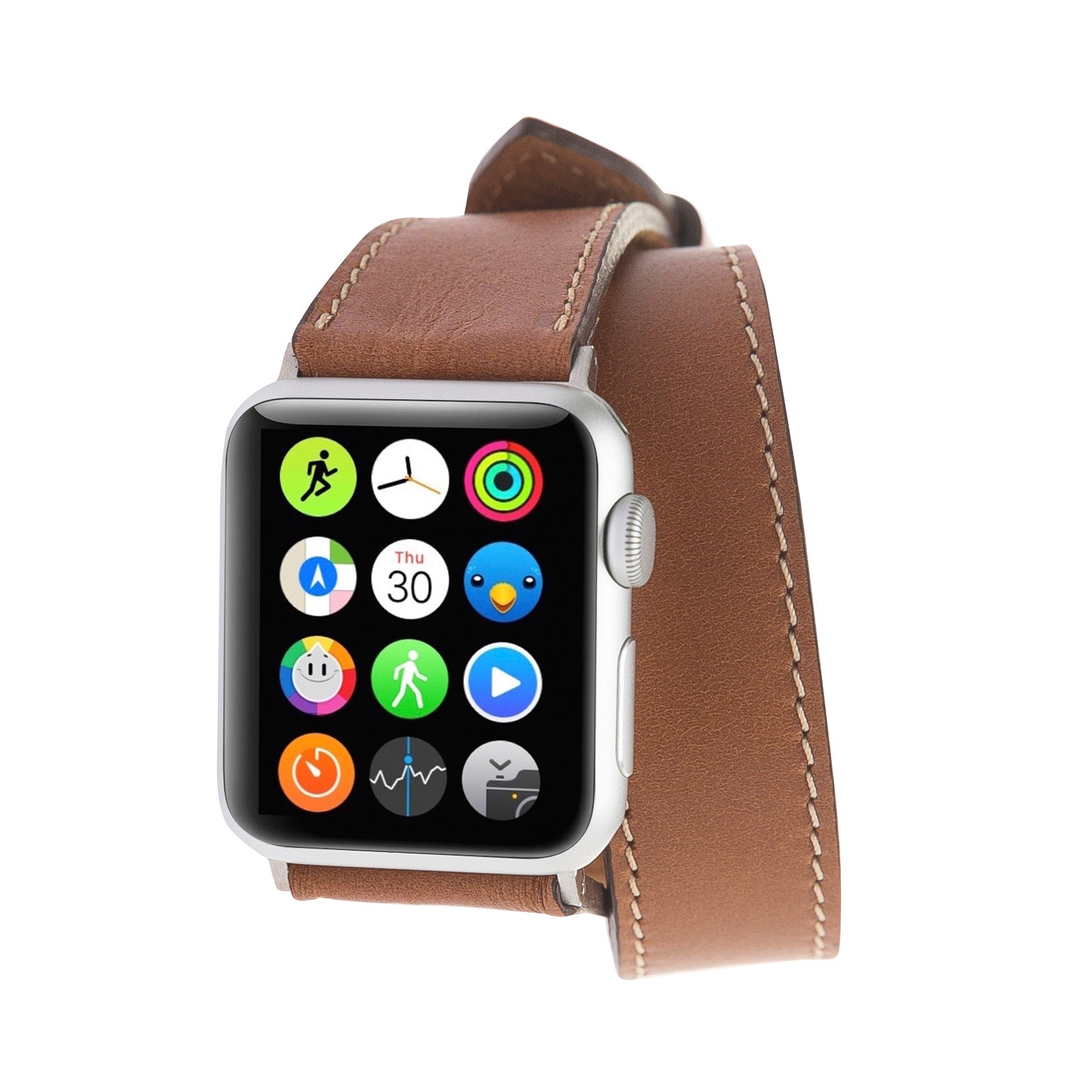Double Tour Strap: Full Grain Leather Band for Apple Watch - TAN - saracleather