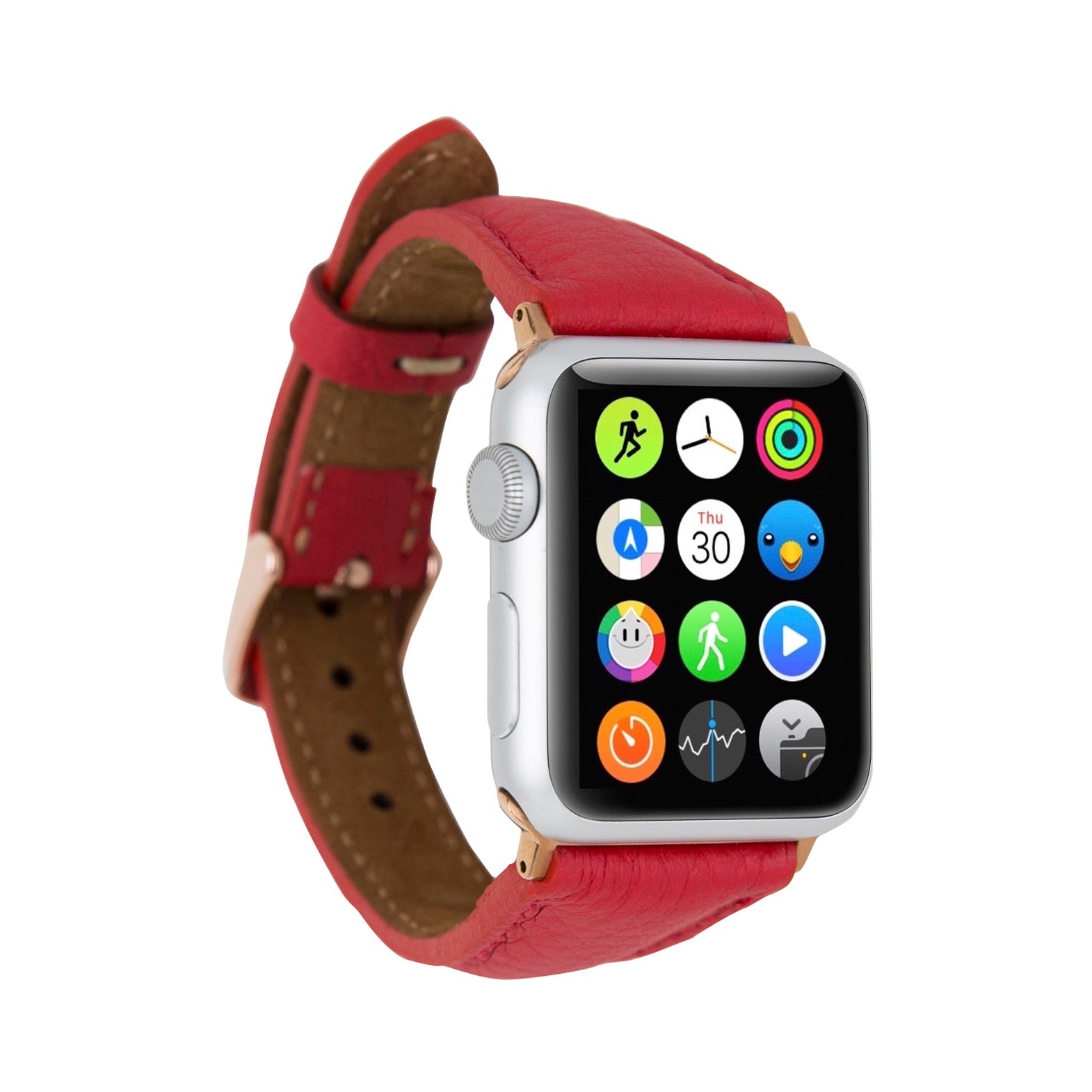 Slim Strap - Full Grain Leather Band for Apple Watch 38mm / 40mm - RED - saracleather