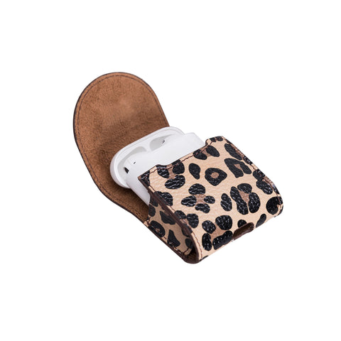 Mai Magnet Leather Case for AirPods 1 & 2 - LEOPARD PATTERNED - saracleather
