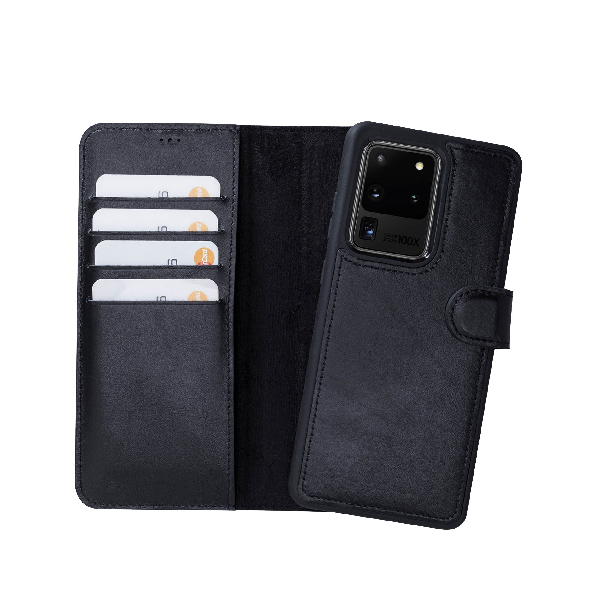 Magic Magnetic Detachable Leather Wallet Case for Samsung Galaxy S20 Ultra (6.9") - BLACK - saracleather