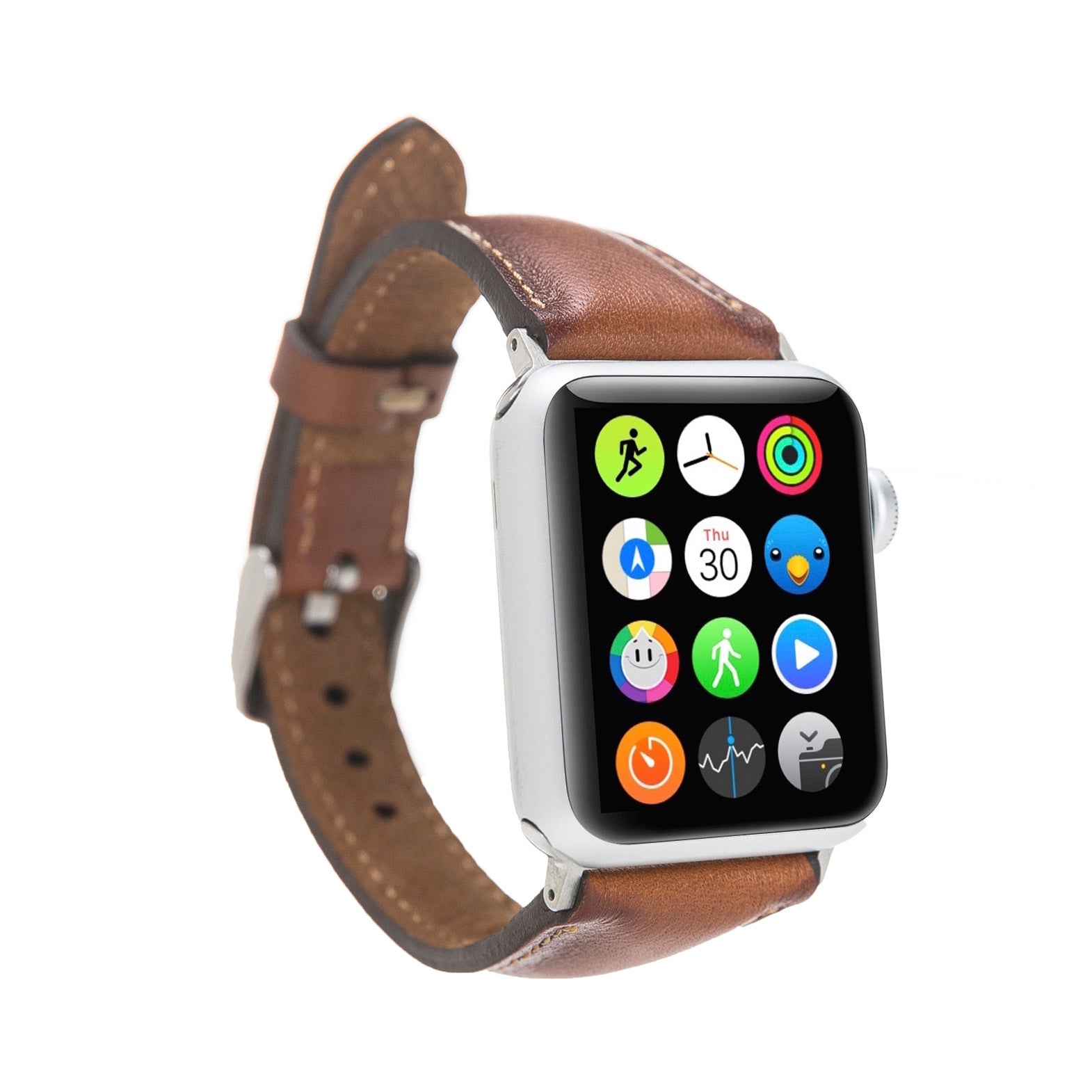 Slim Strap - Full Grain Leather Band for Apple Watch 38mm / 40mm - EFFECT BROWN - saracleather