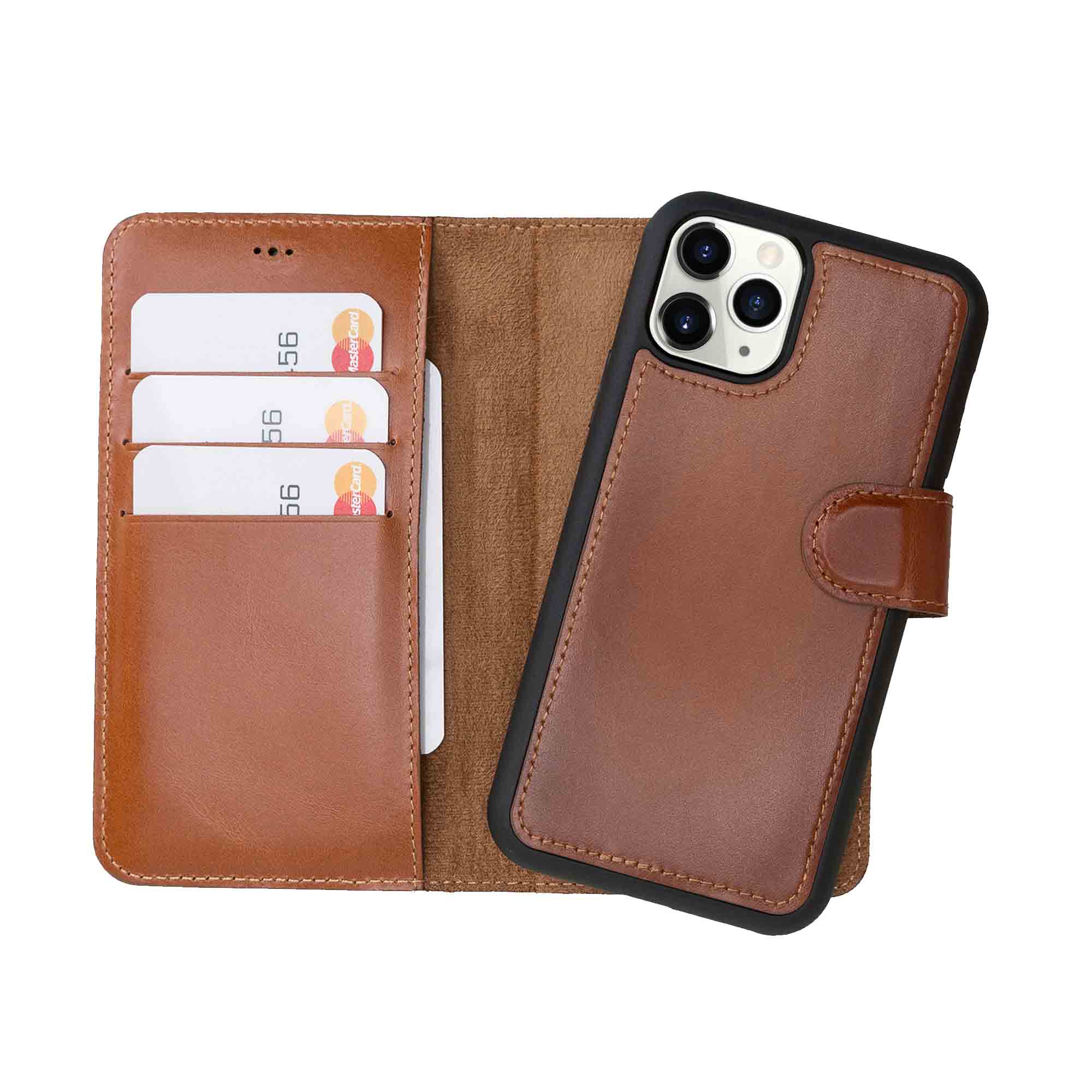 Magic Magnetic Detachable Leather Wallet Case for iPhone 11 Pro (5.8") - EFFECT BROWN - saracleather