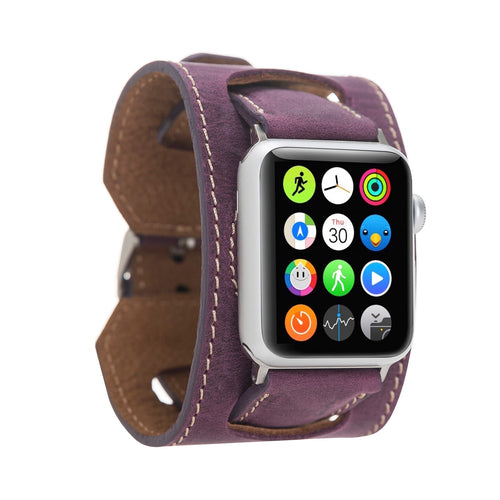 Cuff Strap: Full Grain Leather Band for Apple Watch - PURPLE - saracleather