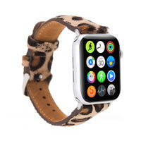 Full Grain Leather Band for Apple Watch - FURRY LEOPARD PATTERNED - saracleather