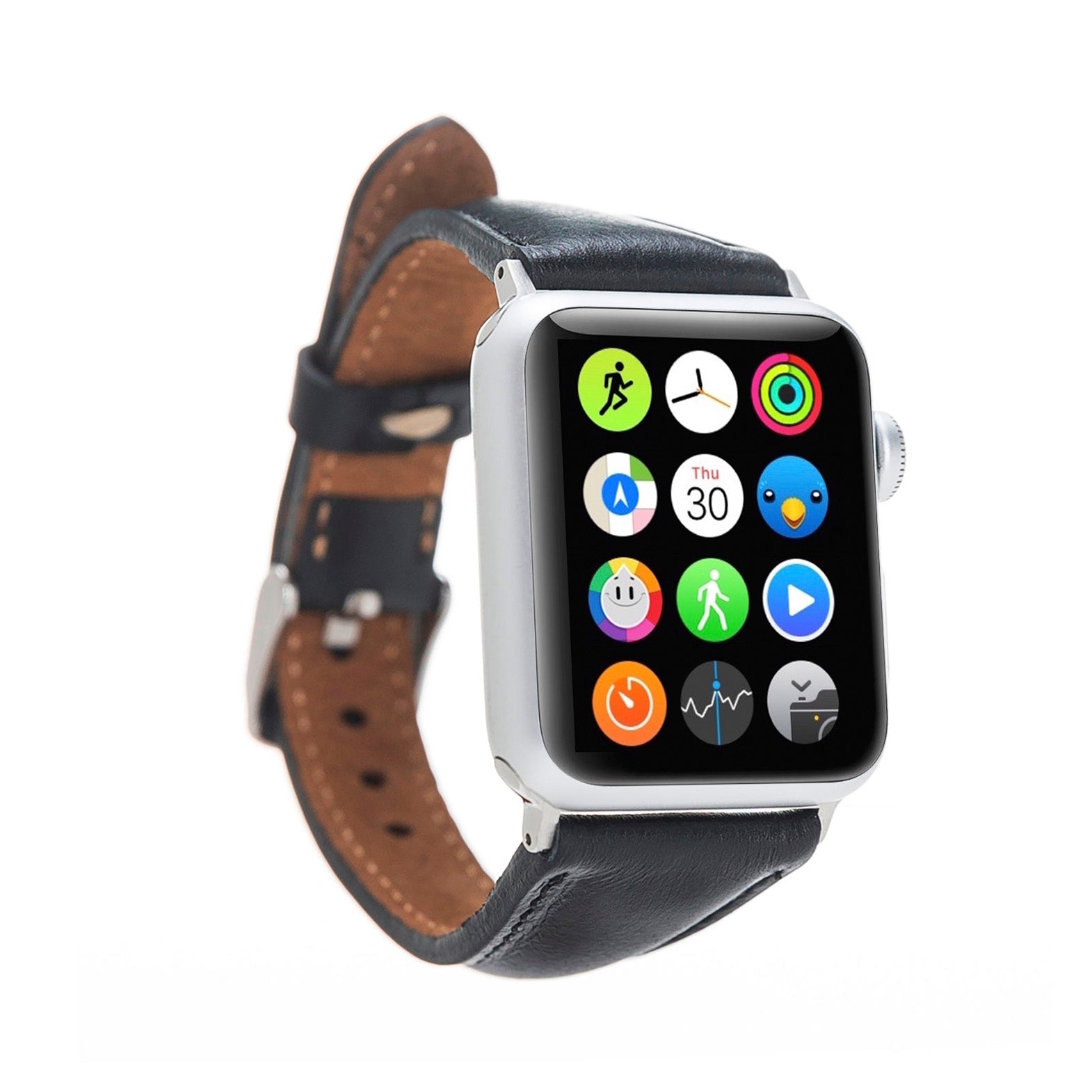 Slim Strap - Full Grain Leather Band for Apple Watch 38mm / 40mm - BLACK - saracleather