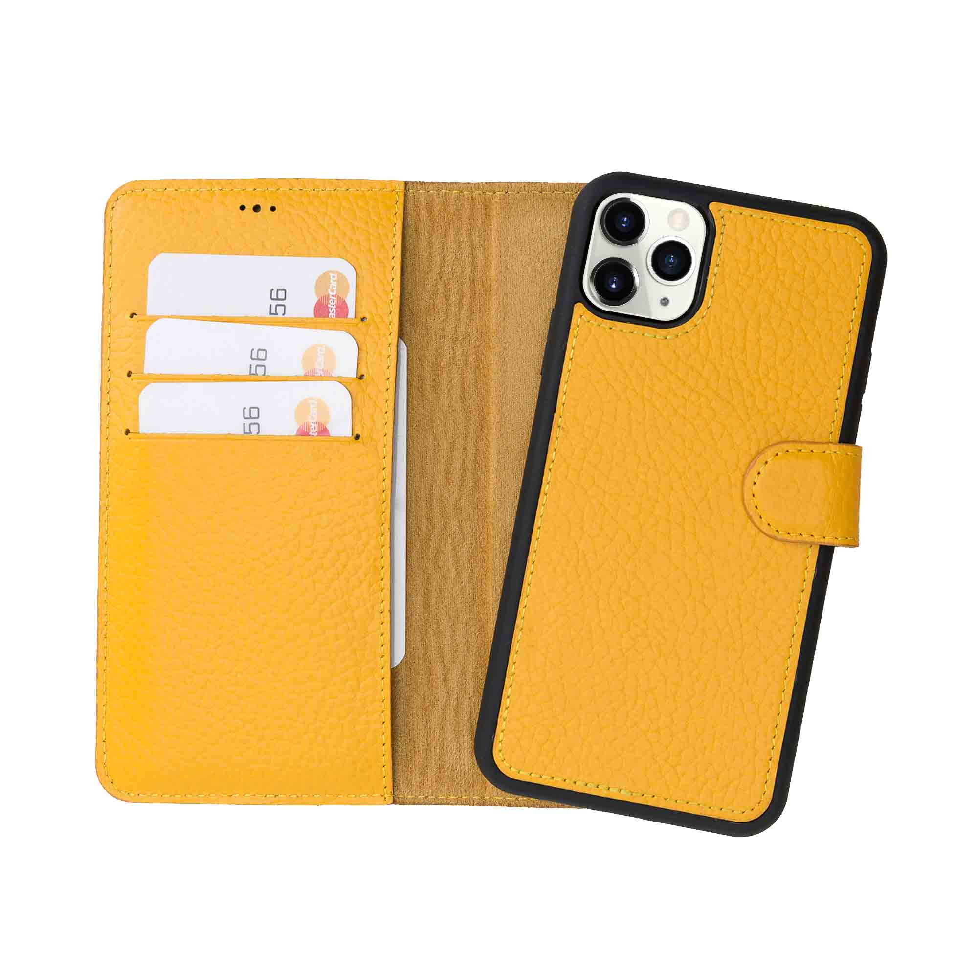 Magic Magnetic Detachable Leather Wallet Case for iPhone 11 Pro (5.8") - YELLOW - saracleather