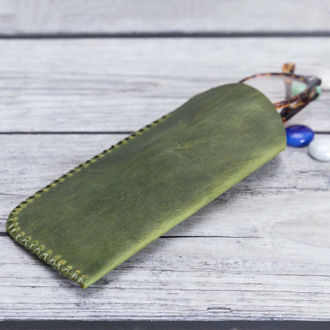 Leather Case For Glasses - GREEN - saracleather