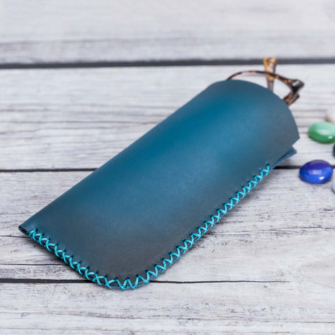 Leather Case For Glasses - EFFECT BLUE - saracleather