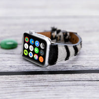 Slim Strap - Full Grain Leather Band for Apple Watch 38mm / 40mm - FURRY ZEBRA PATTERNED - saracleather