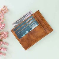 Slim Zipper Leather Wallet - TAN - saracleather